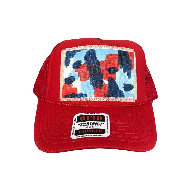 Red &amp; Blue Patch Trucker Hat