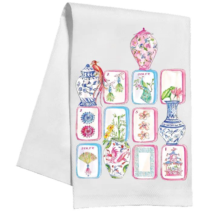 Chinoiserie Mahjong Tiles Kitchen Towel