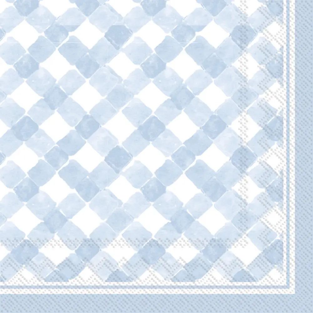 Blue Gingham Cocktail Napkins