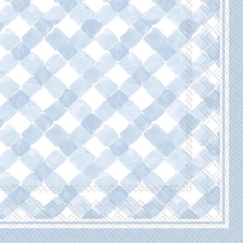 Blue Gingham Cocktail Napkins