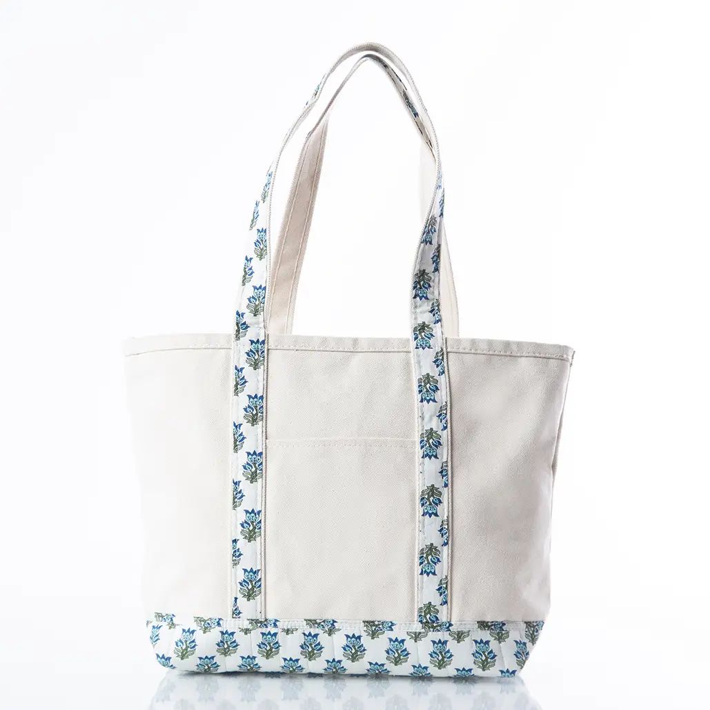 Medium Classic Tote - Blue &amp; Green Floral
