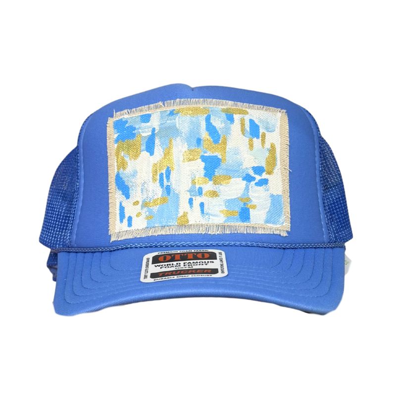Blue Painted Trucker Hat