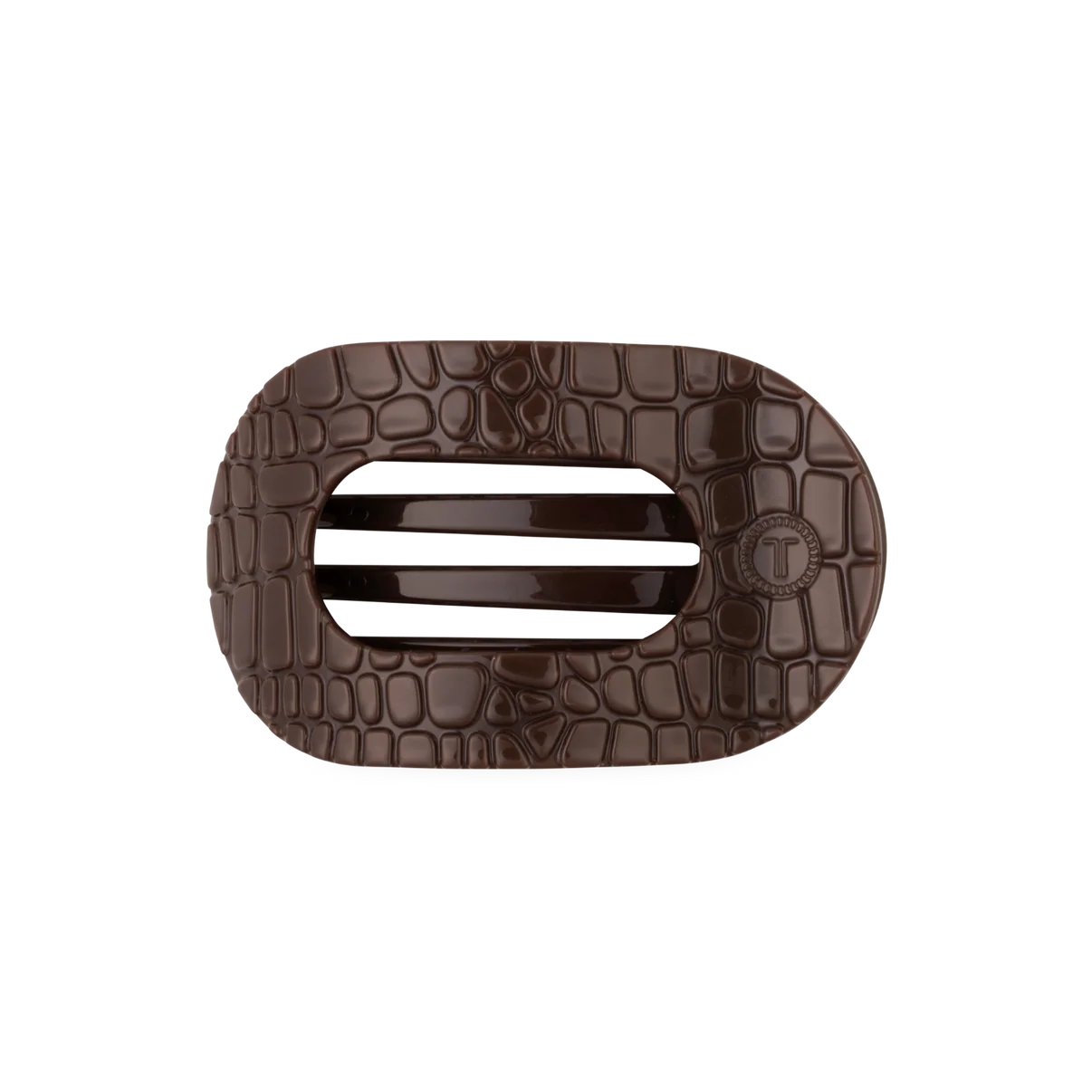 Medium Flat Hair Clip - Brown Crocodile