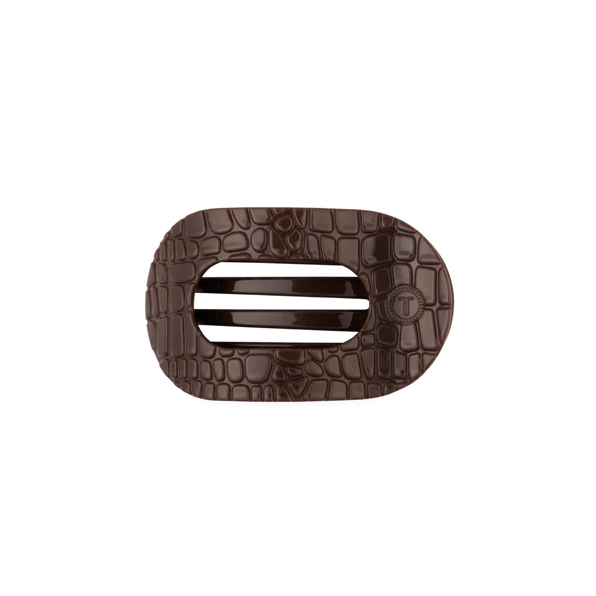 Small Flat Hair Clip - Brown Crocodile