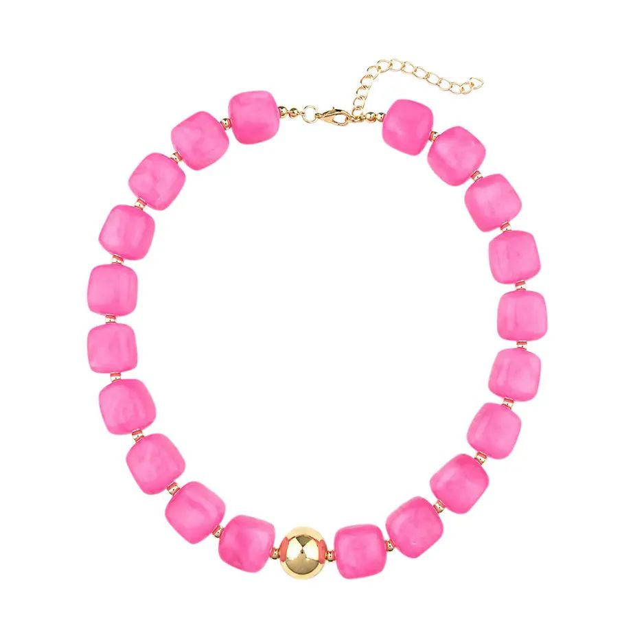 Chunky Beaded Necklace - Pink
