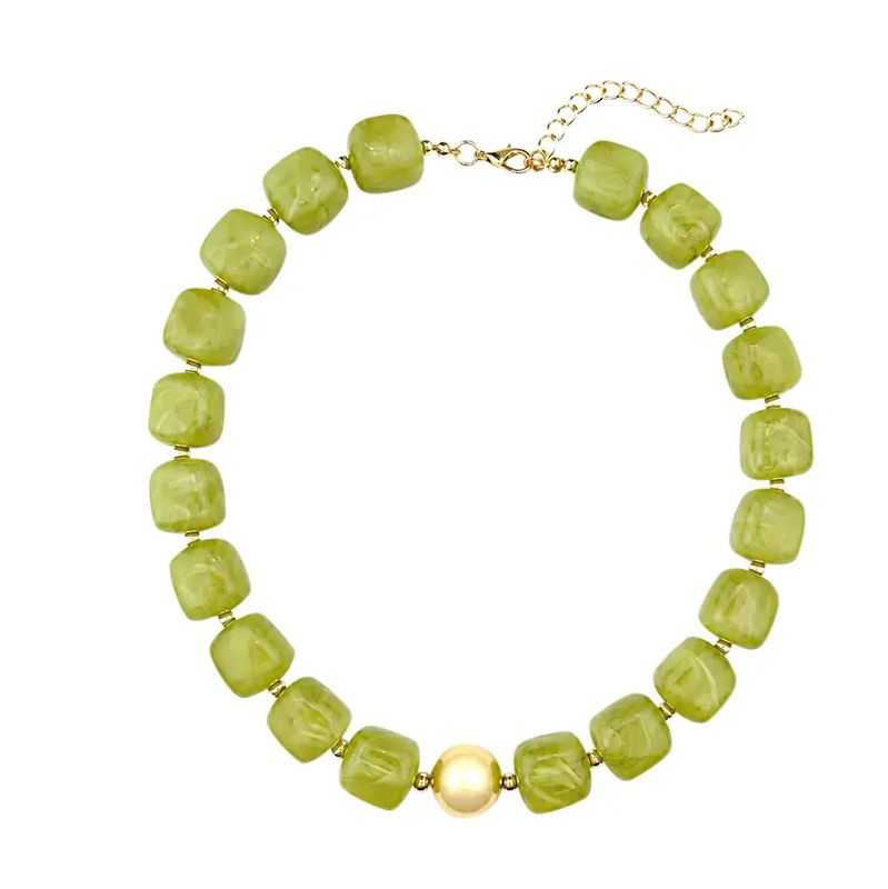 Chunky Beaded Necklace - Green