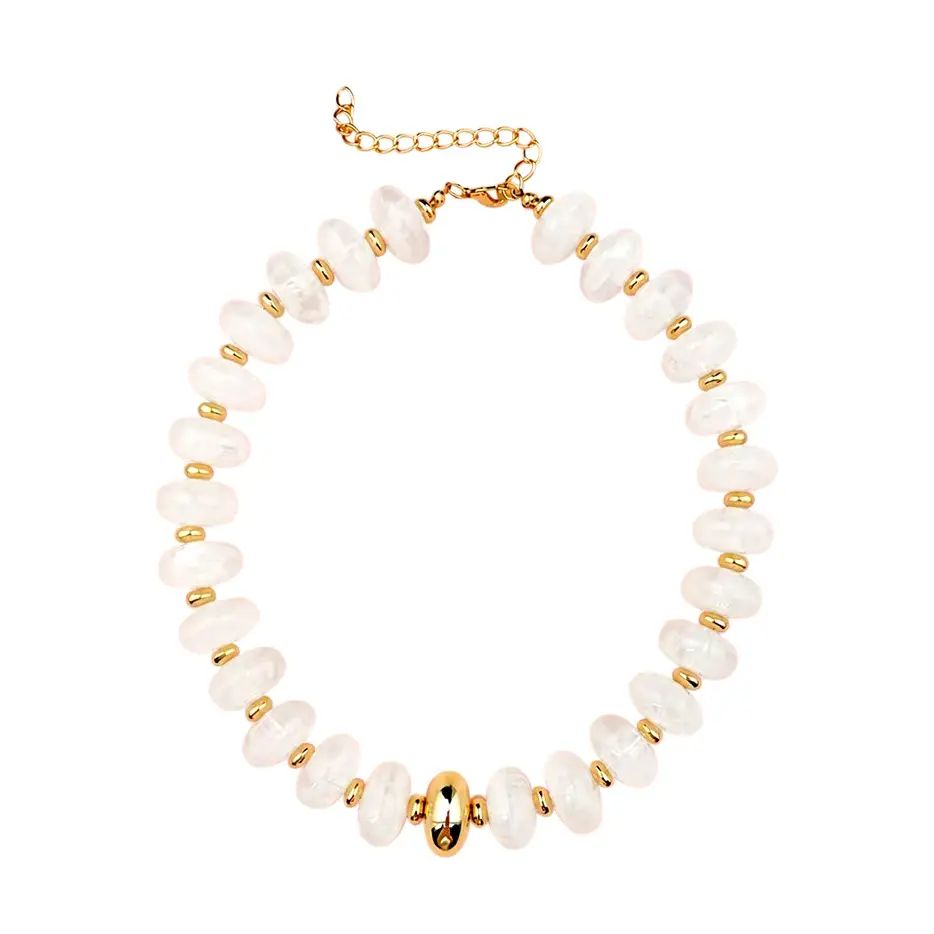 Chunky Beaded Necklace - Cream