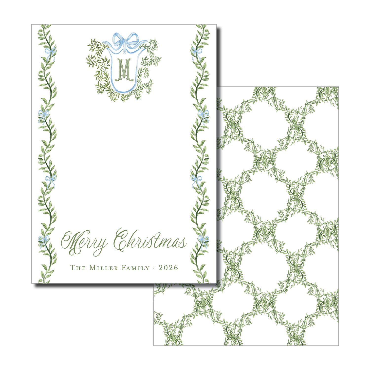 Greenery Crest Christmas Card