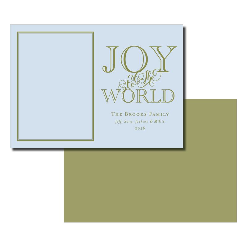 Joy to the World Christmas Card - Blue
