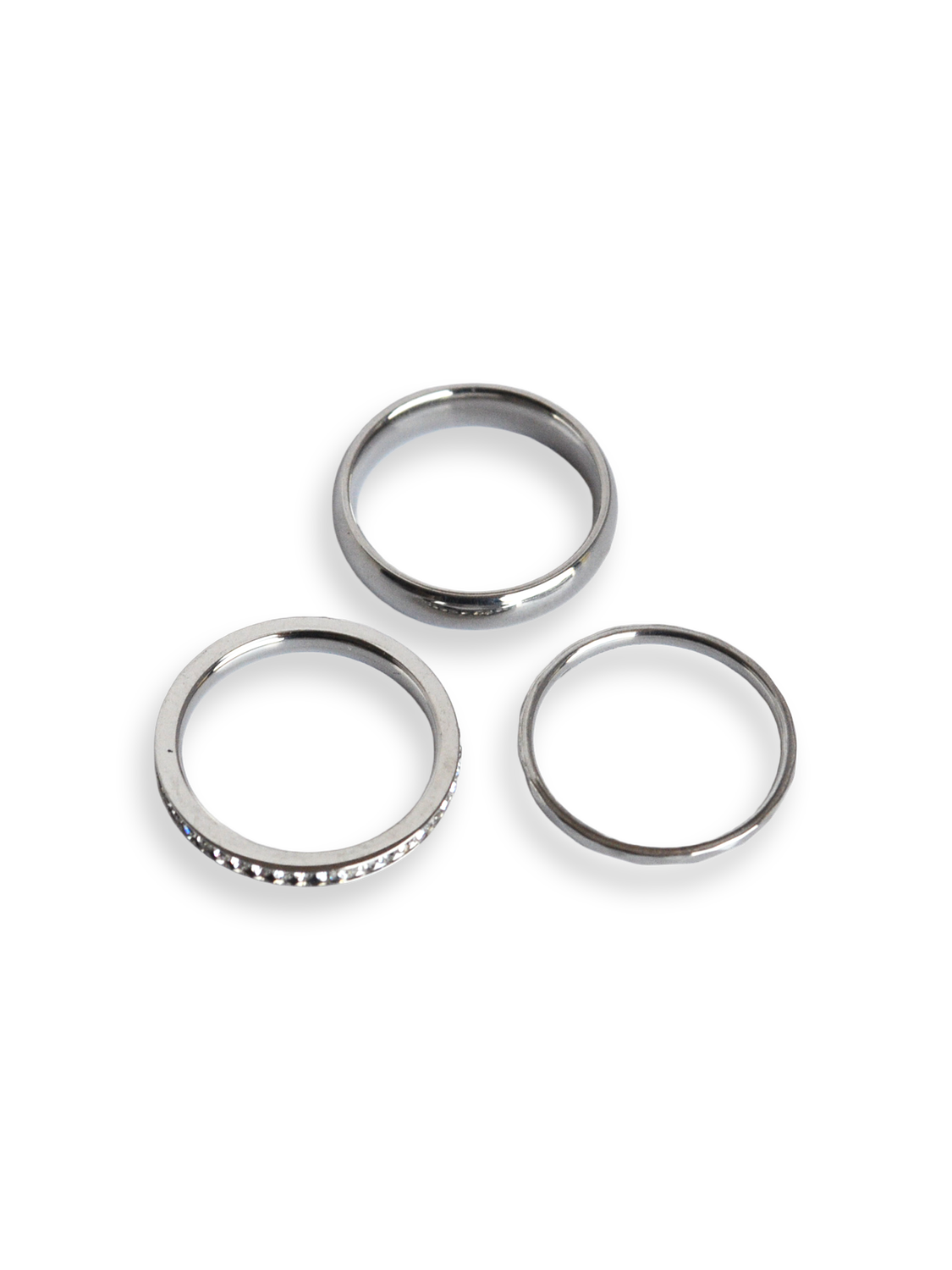 Set de anillos combinados plateados (3 piezas)