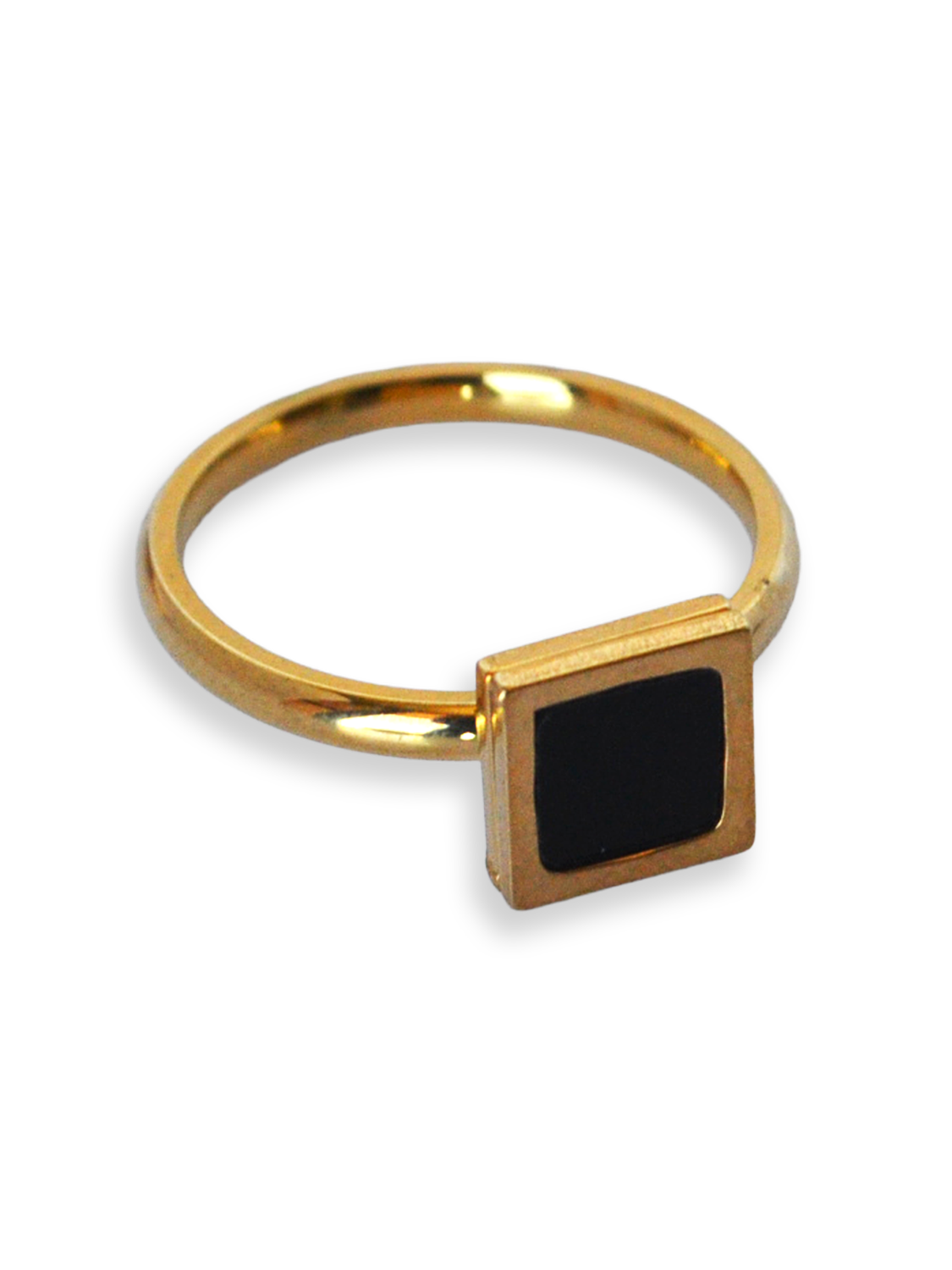 Anillo dorado con detalle negro