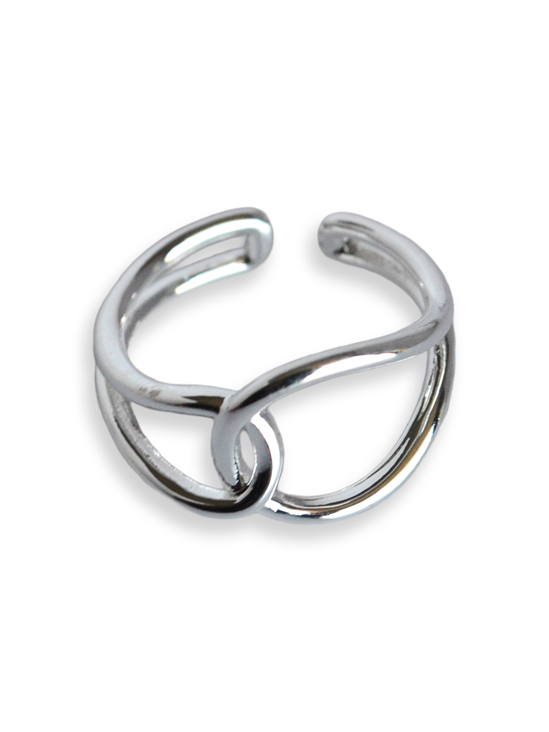 Anillo abierto con nudo plateado