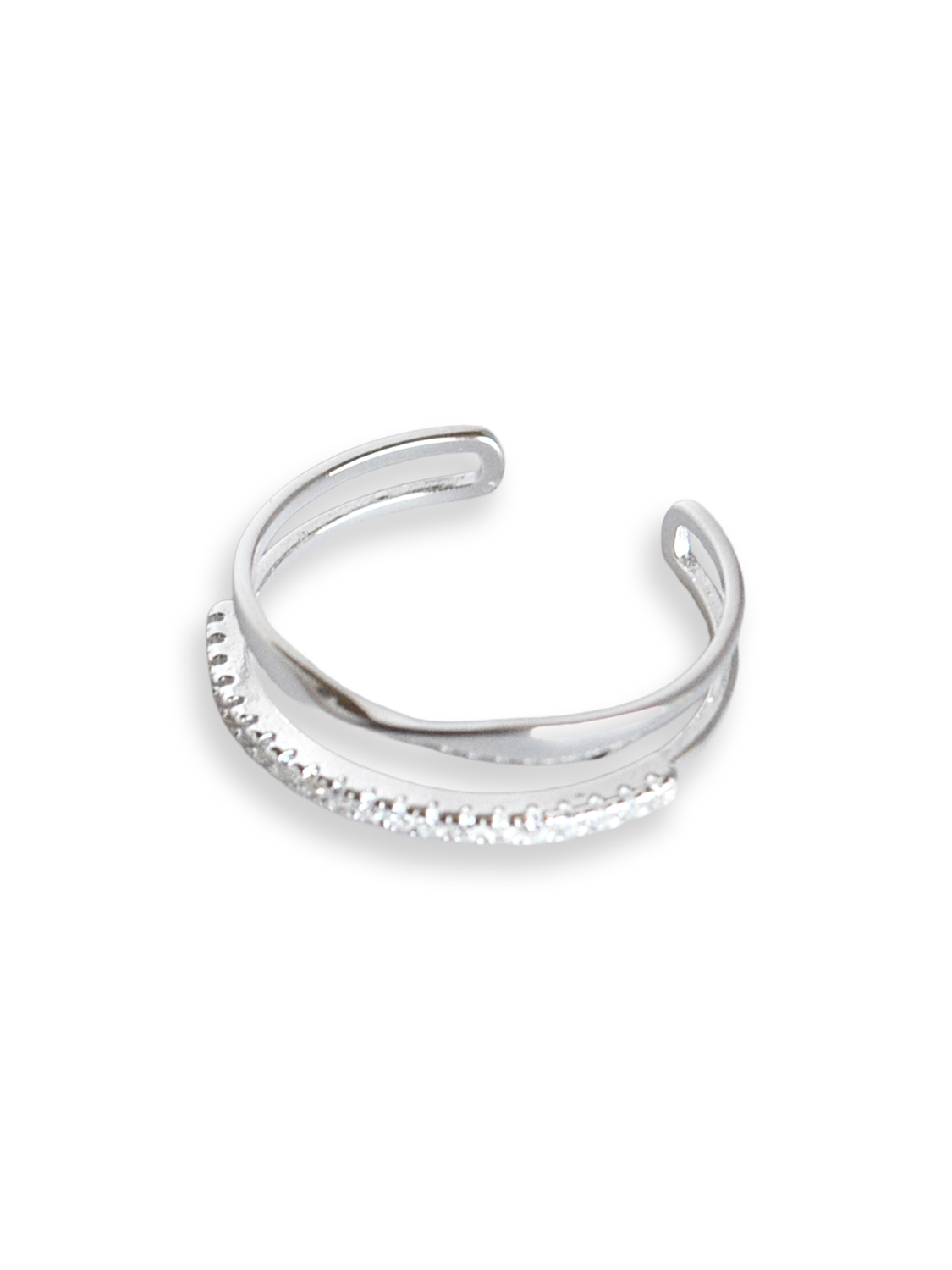 Anillo abierto doble banda con brillo