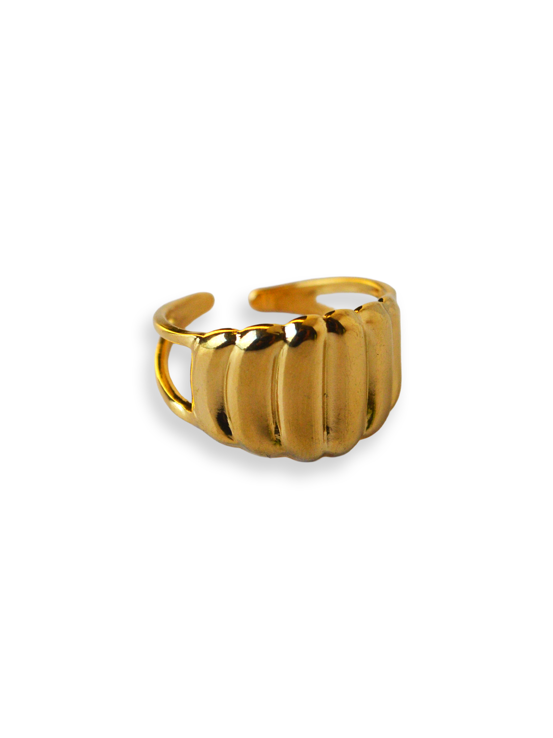 Anillo Dorado Ribbed Bold