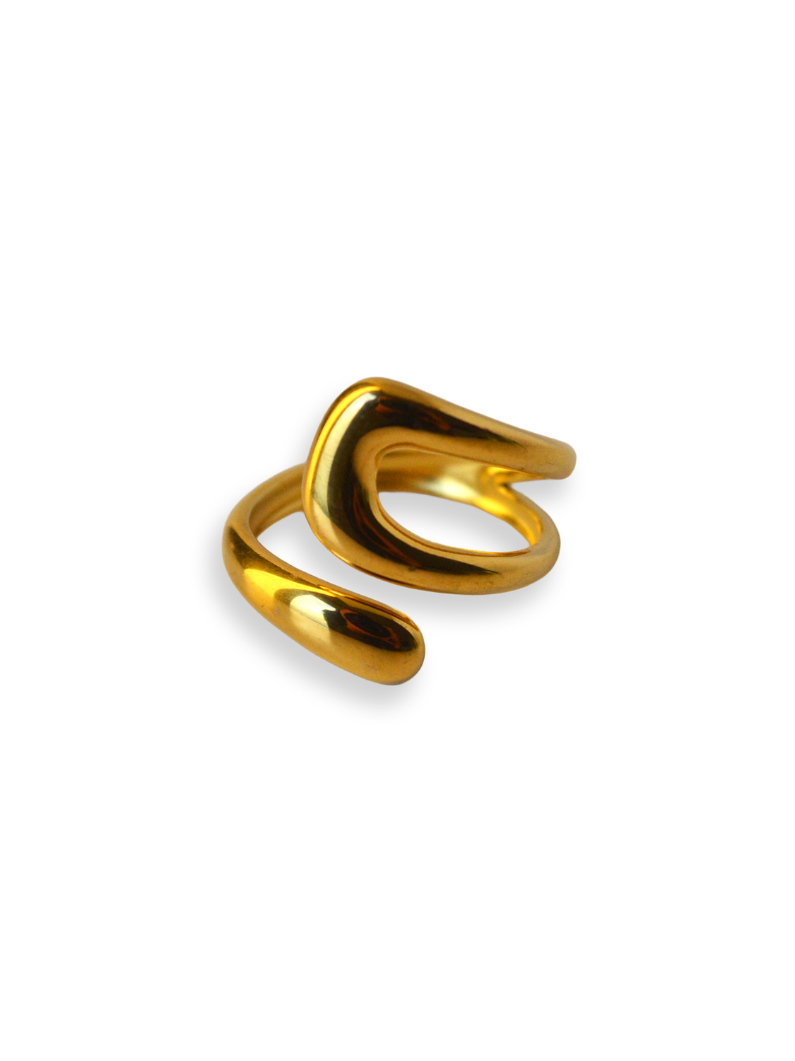 Anillo Dorado Sculptural Wave
