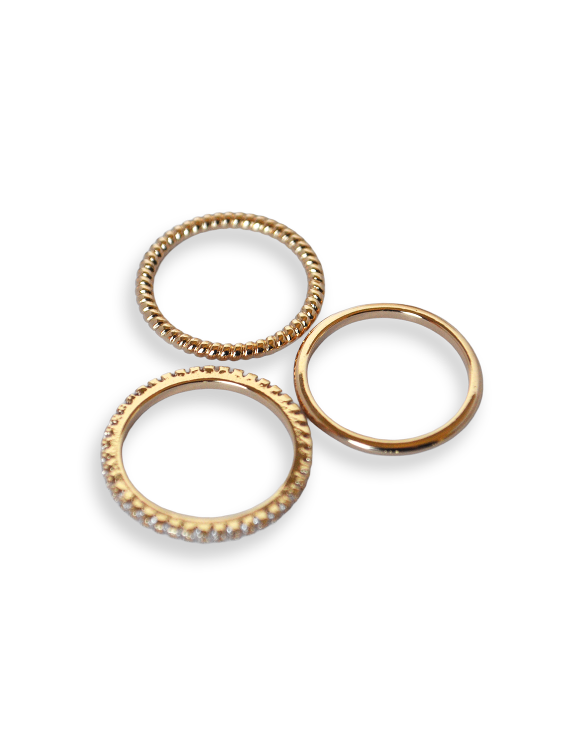 Set dorado texturizado + pavé + liso
