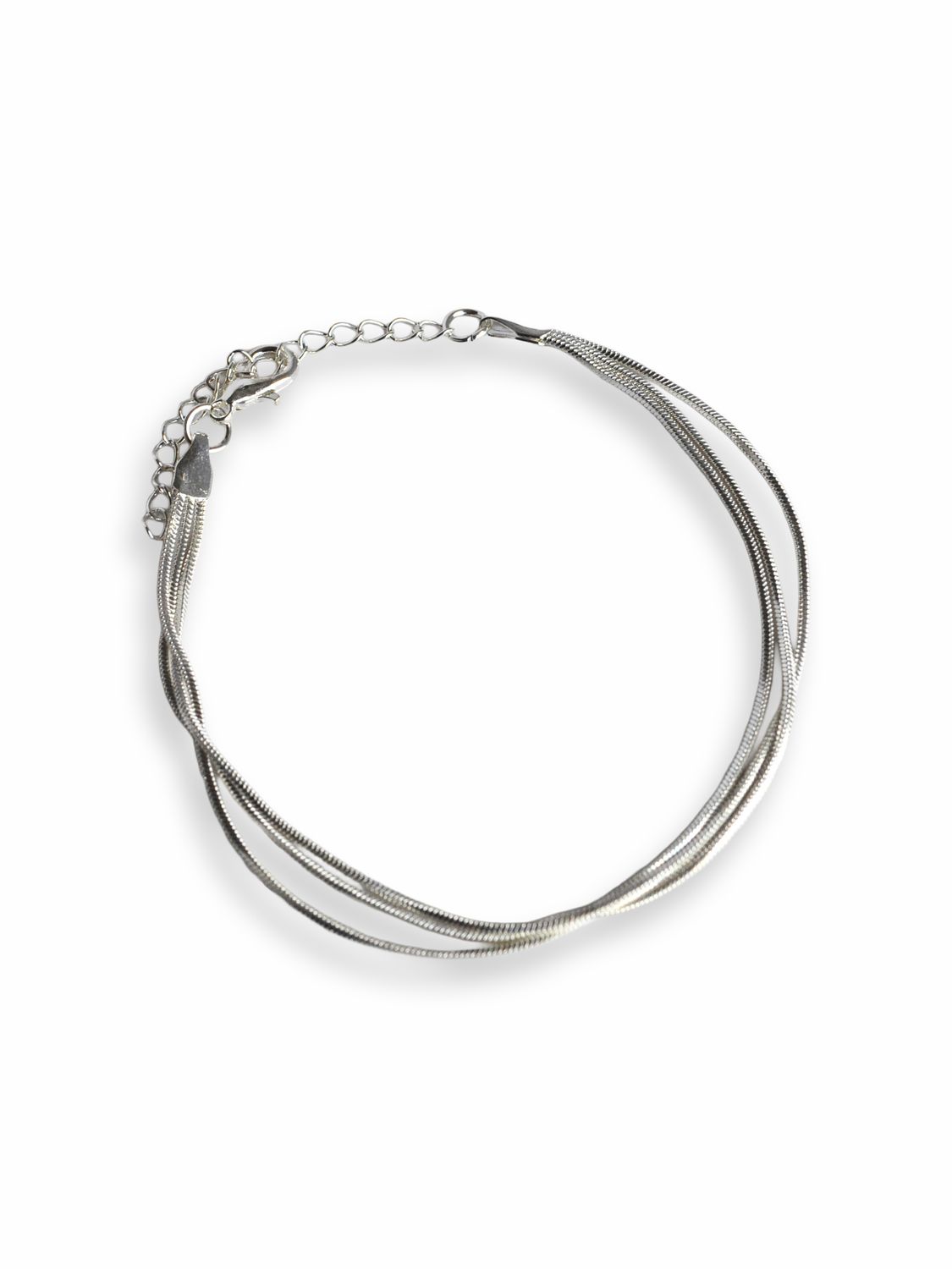 Tobillera Plateada Triple Snake
