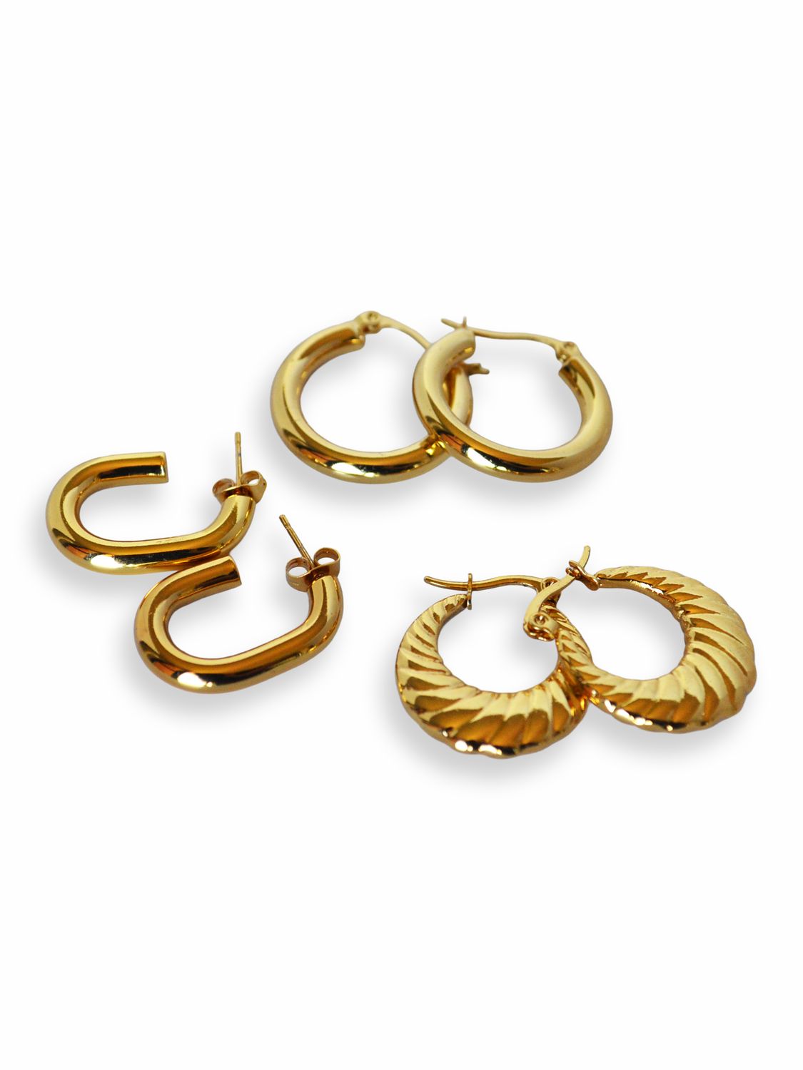 Set de Aretes Golden Everyday Hoops