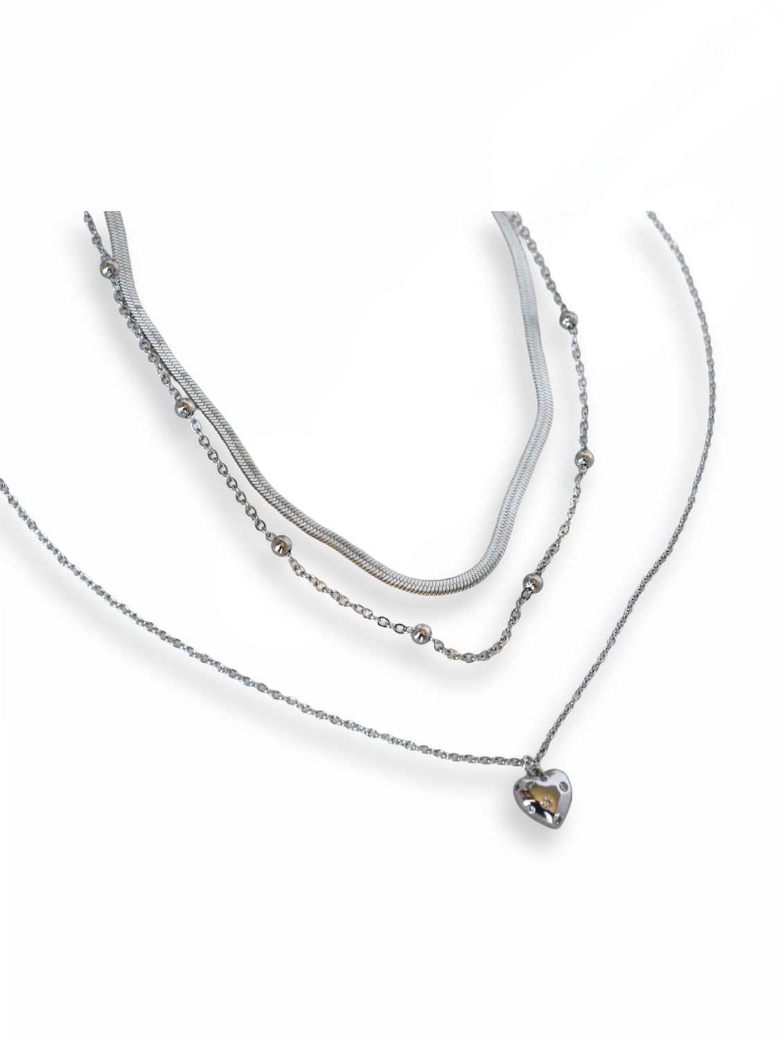 Collar Plateado Layered Heart
