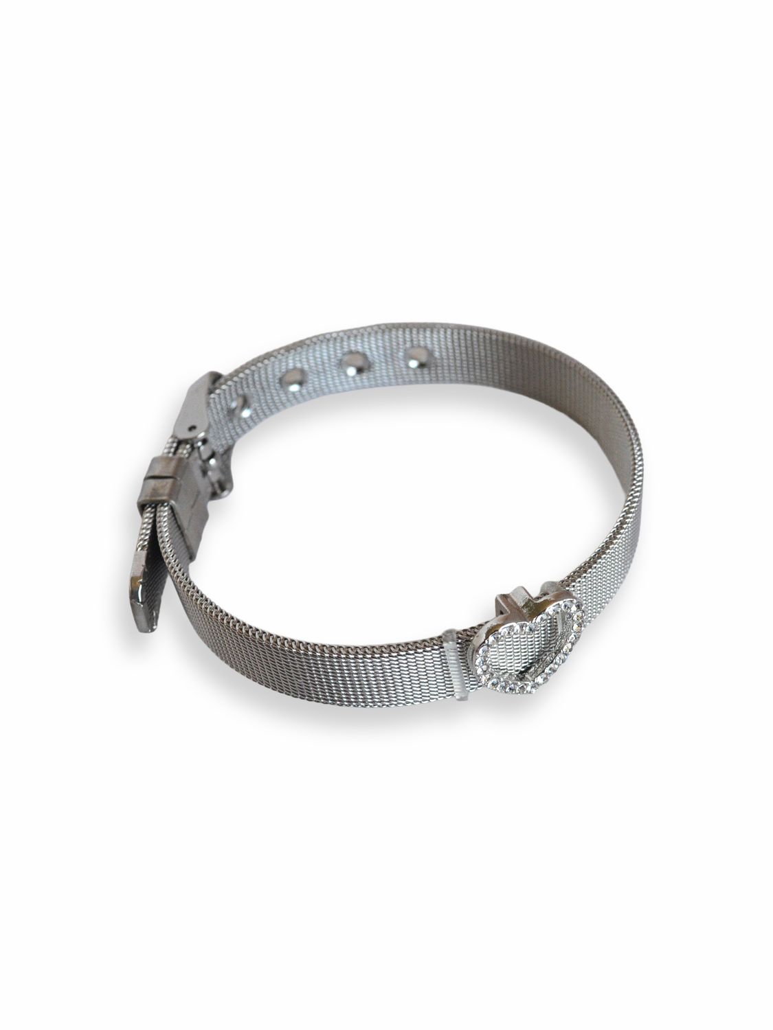 Pulsera Plateada Mesh Heart