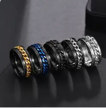 Cool Stainless Steel Rotatable Men Ring