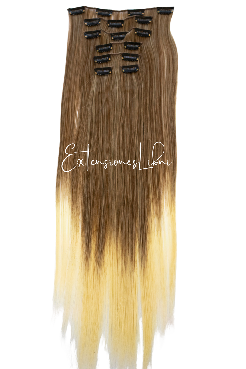 Extensiones de cabello, Paquete 7 pzas - Fibra Natural - 6/613C