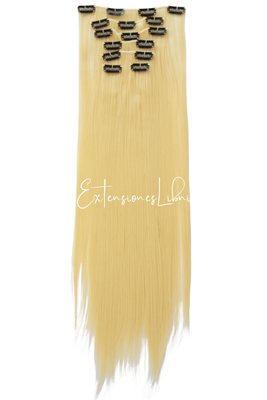 Extensiones de Cabello, Paquete 7 Pzas - Fibra Natural - 613