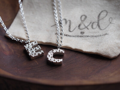 Chunky Cast Solid Silver Initial Necklace