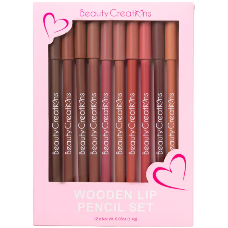 Beauty Creations - Delineador de Labios Wooden Lip Pencil set (12 piezas)