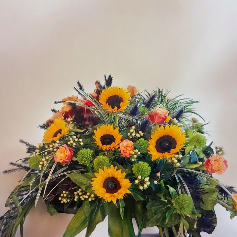 Sargbukett "Sonnenblume - sommerlich"