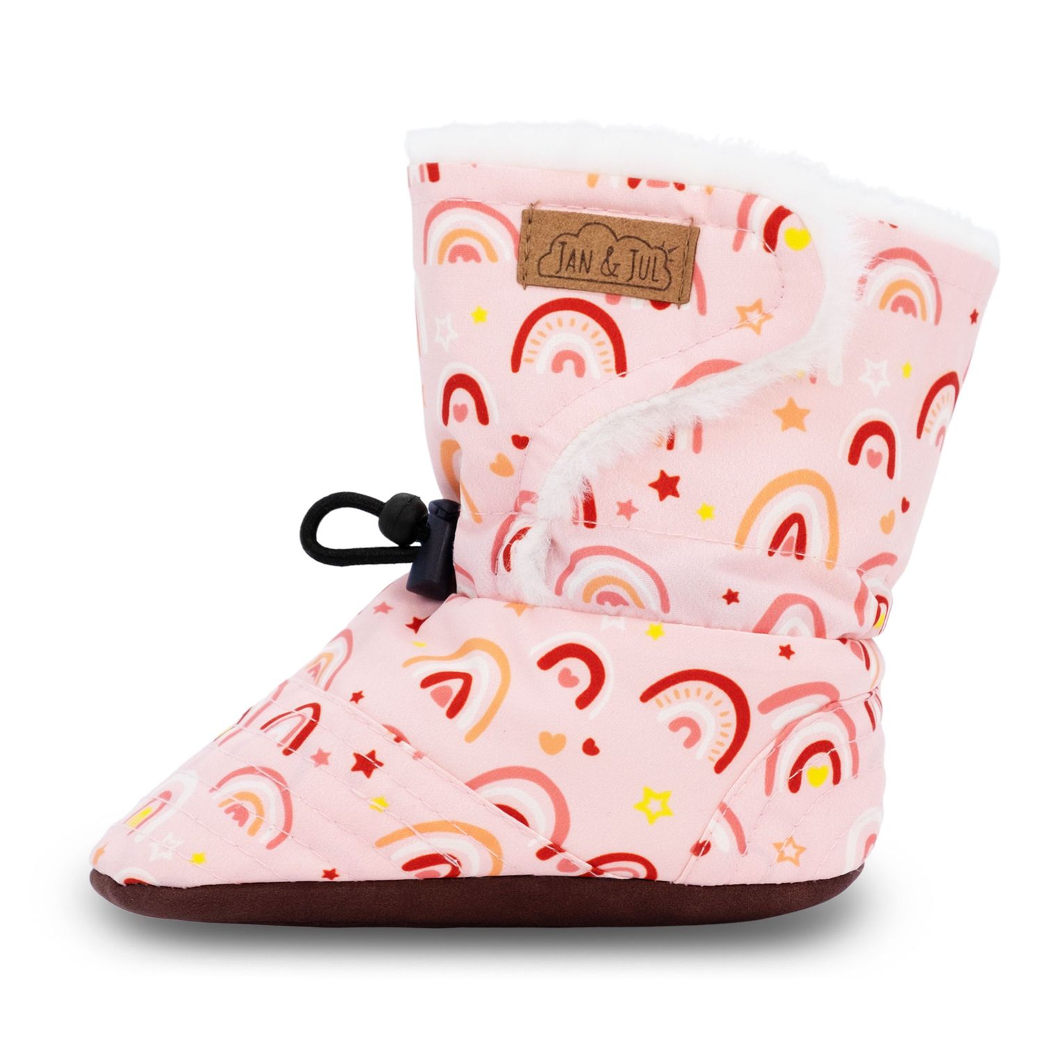 Jan &amp; Jul Stay-Put Winter Booties- Pink Rainbow, Size: S(3-12M)