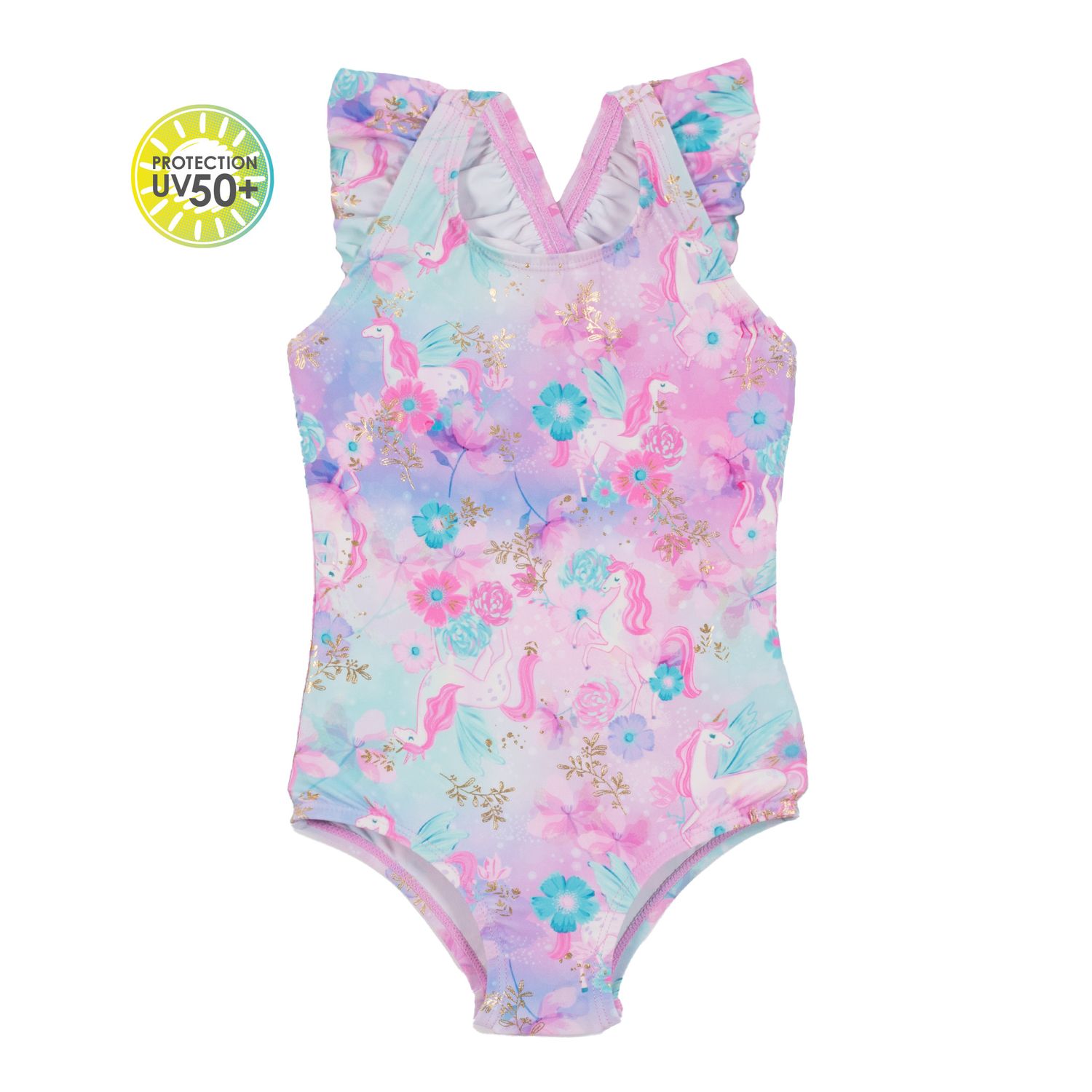 Nano Girls UV 1pc Swimsuit- Unicorn , Size: 2