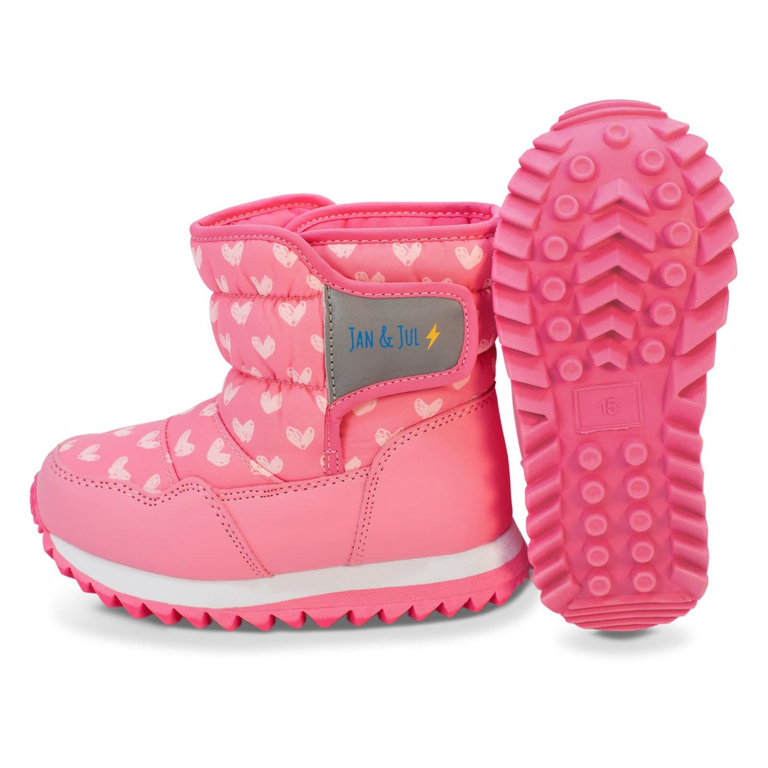 Jan &amp; Jul Toasty-Dry Puffy Winter Boots- Hearts