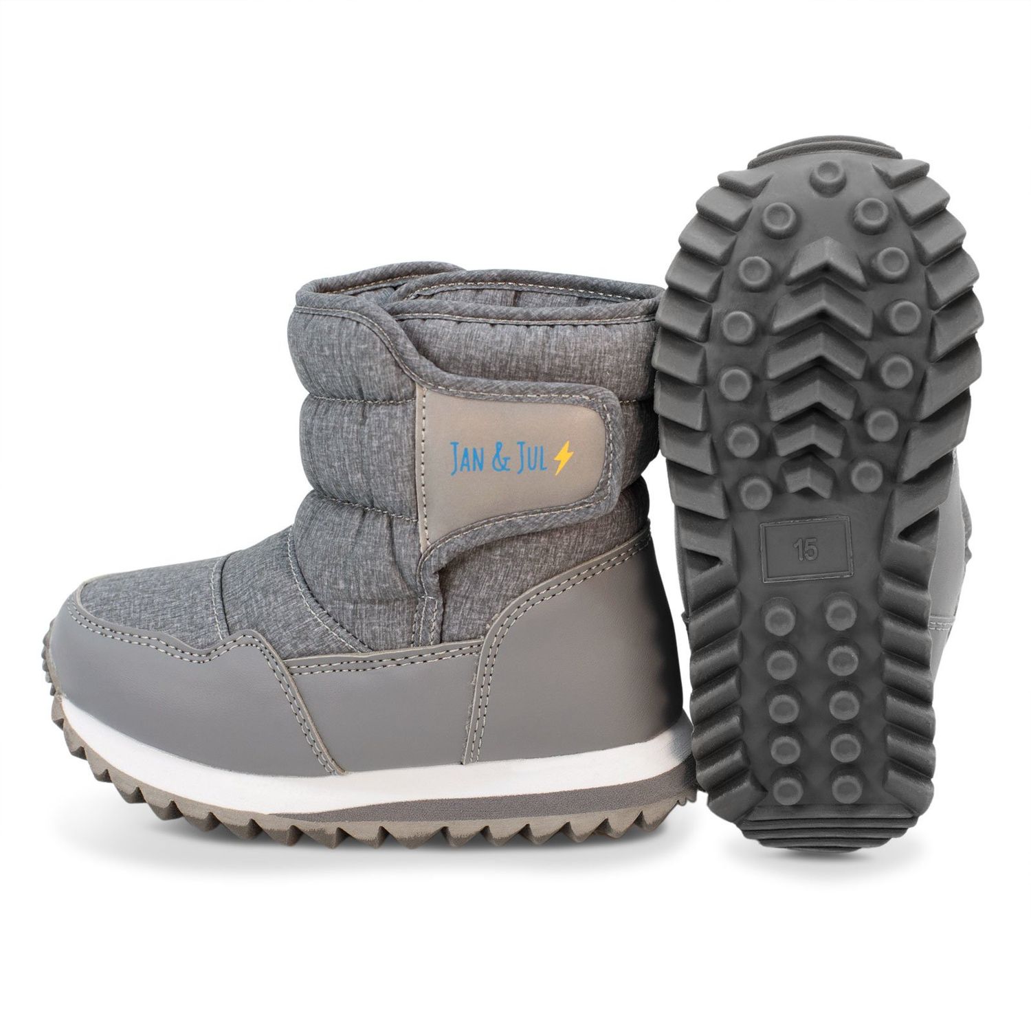 Jan &amp; Jul Toasty-Dry Puffy Winter Boots- Heather Grey