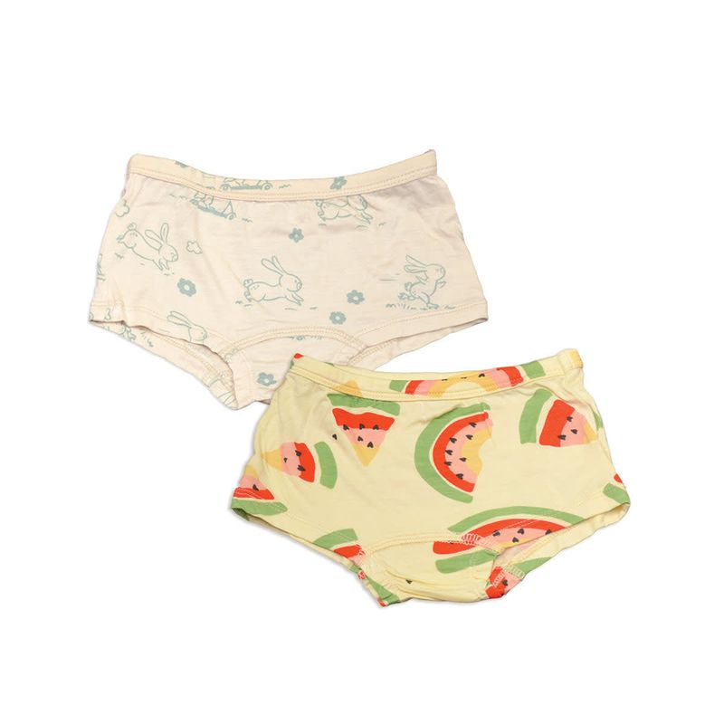 Silkberry Baby Bamboo Girl Shorts Underwear- Watermelon/Bunny