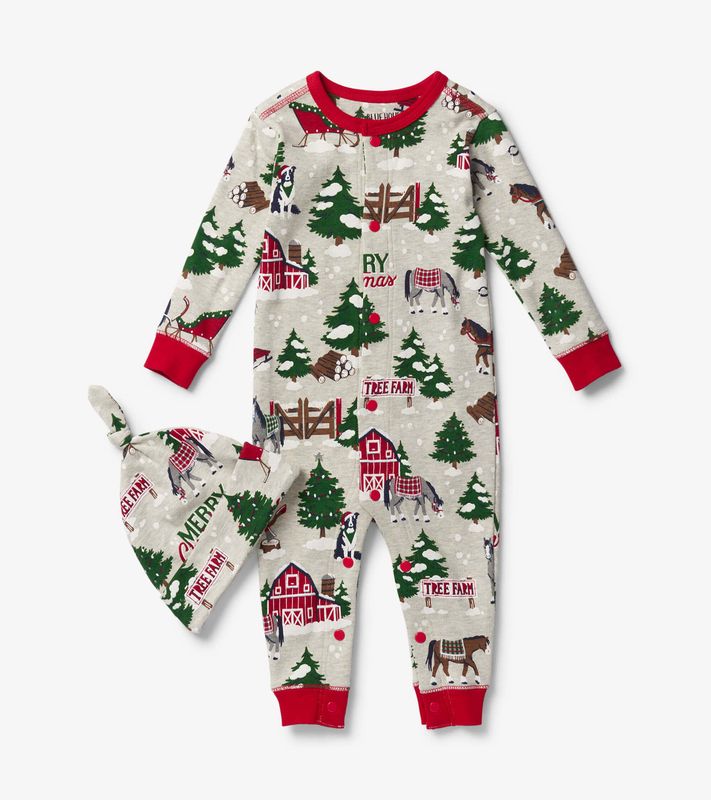 LBH Country Christmas Baby Coverall &amp; Hat
