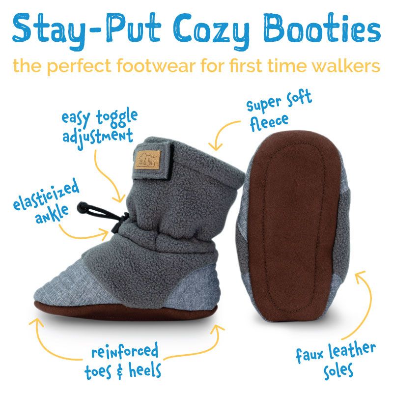 Jan &amp; Jul Stay-Put Cozy Booties- Heather Grey