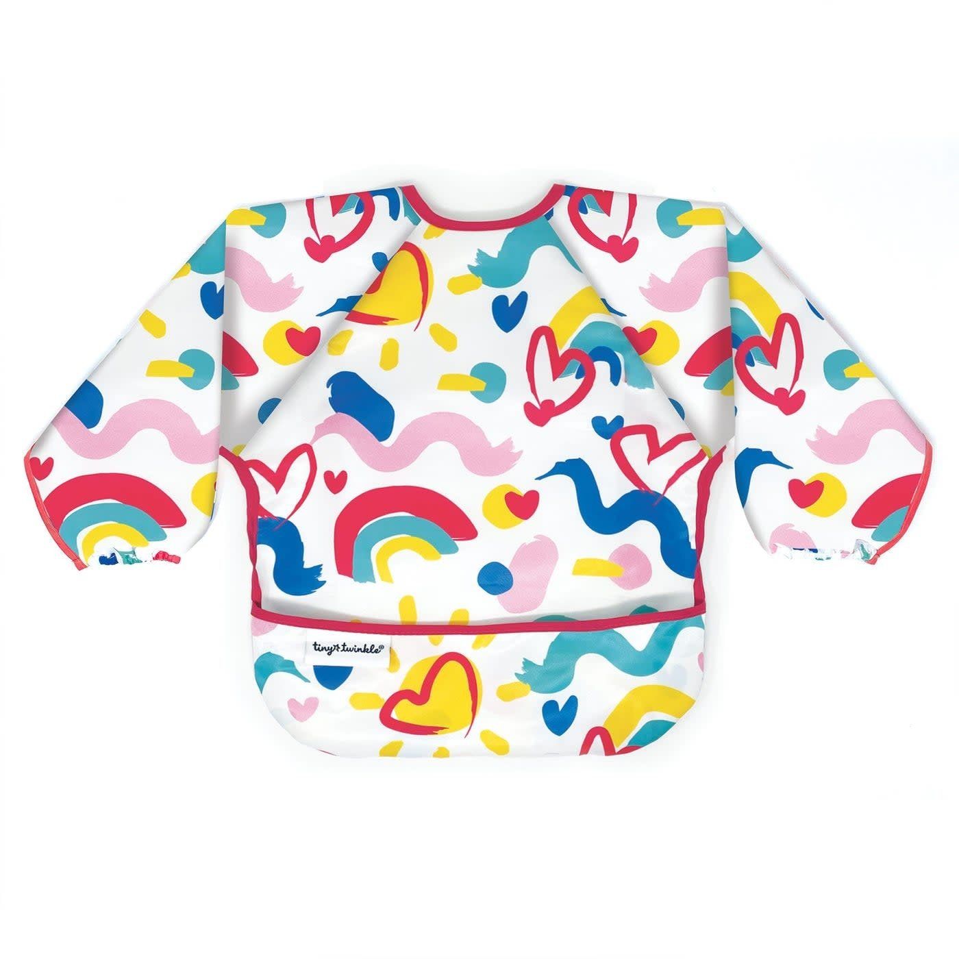 Tiny Twinkle Mess-Proof Full Sleeve Bib- Painted Heart