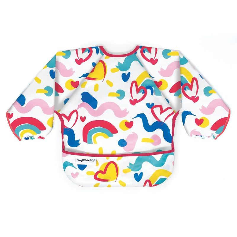 Tiny Twinkle Mess-Proof Full Sleeve Bib- Painted Heart