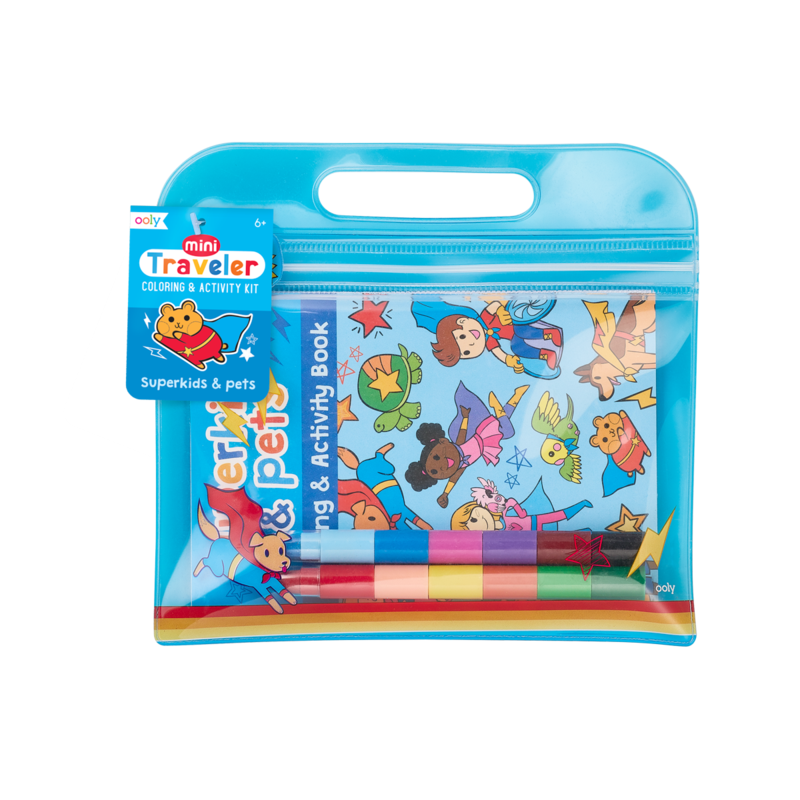 Ooly Mini Traveler Coloring &amp; Activity Kit- Superkids &amp; Pets
