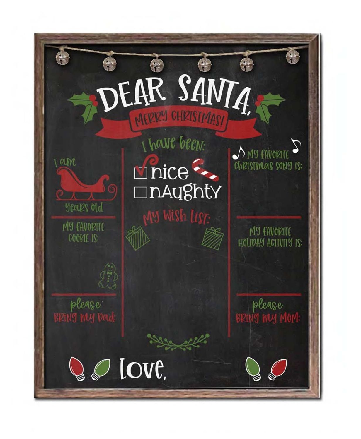 Santa Wish List Black Board