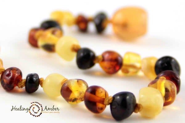Healing Amber 5.5&quot; Bracelet- Multi-Coloured