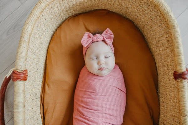 Copper Pearl Ribbed Swaddle Blanket- Rosewood