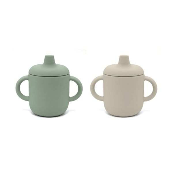 Nouka Non-Spill Sippy Cup 2pk- Leaf/Sand