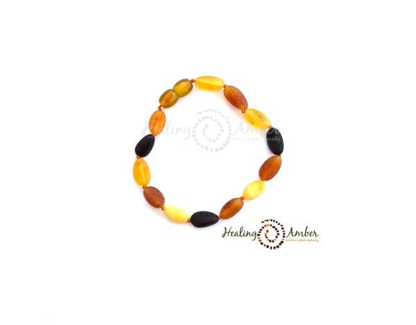 Healing Amber 15&quot; Necklace- Raw Multi-Colour Oval