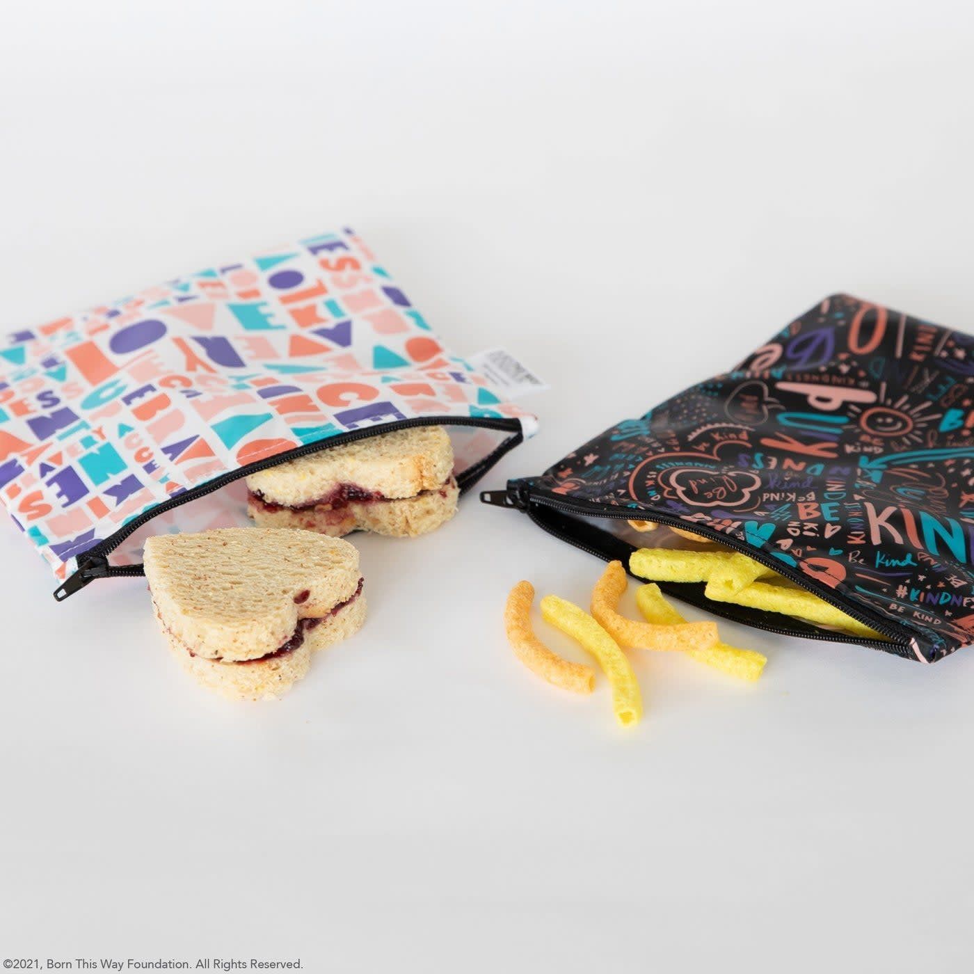 Bumkins Large Reusable Snack Bag 2pk- Kindness