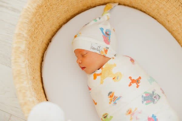 Copper Pearl Sesame Friends Knit Swaddle Blanket