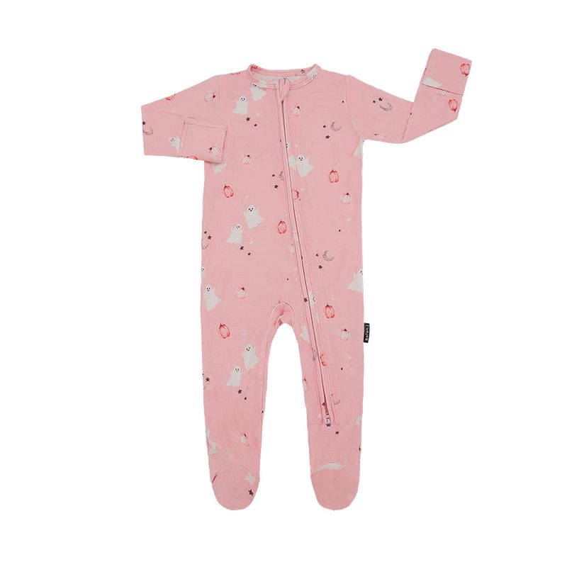 Belan.J Footed Zipper Sleeper- Pink Ghosts