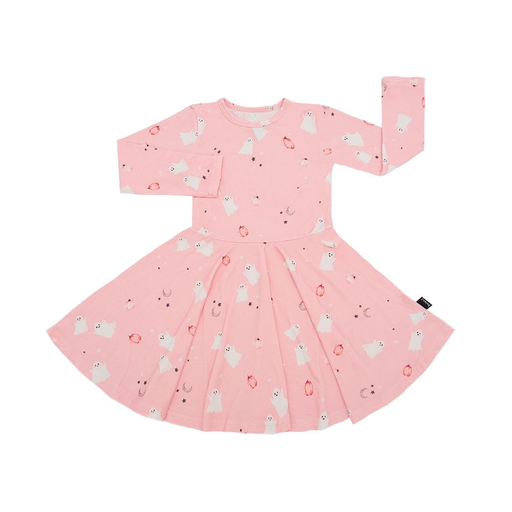 Belan.J L/S Twirl Dress- Pink Ghosts, Size: 2T
