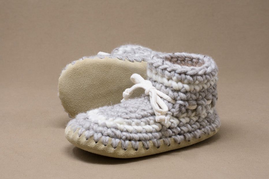 Padraig Cottage Slippers- Grey Stripe, Size: Y1(5yrs)